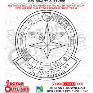 EURO NATO Joint Jet Pilot Training Patch vector file, svg dxf file for laser cutting, laser engraving, Cricut, cut file, cnc router file, EZ Cad file