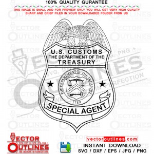 Department of Treasury Special Agent Badge vector file, svg dxf file for laser cutting, laser engraving, Cricut, cut file, cnc router file, EZ Cad file