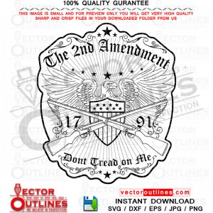 The 2nd Amendment Gun With Eagle vector file, svg dxf file for laser cutting, laser engraving, Cricut, cut file, cnc router file, EZ Cad file