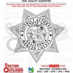 DISTRICT ATTORNEY MERCED COUNTY CAL vector file, svg dxf file for laser cutting, laser engraving, Cricut, cut file, cnc router file, EZ Cad file