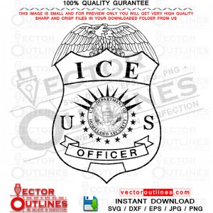 ICE OFFICER Badge vector file, svg dxf file for laser cutting, laser engraving, Cricut, cut file, cnc router file, EZ Cad file