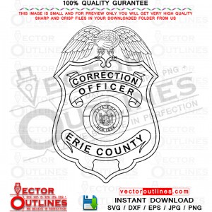 Erie County Correction Officer NY vector file, svg dxf file for laser cutting, laser engraving, Cricut, cut file, cnc router file, EZ Cad file