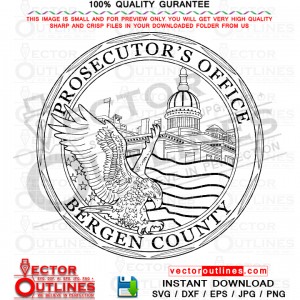 Bergen County PROSECUTOR’S OFFICE Seal vector file, svg dxf file for laser cutting, laser engraving, Cricut, cut file, cnc router file, EZ Cad file