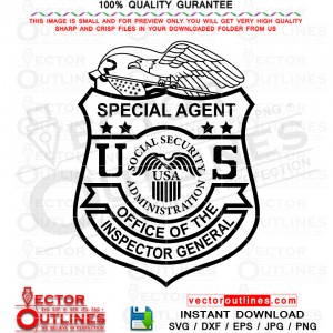 US Social Security Administration Special Agent Badge vector svg dxf file for laser cutting, engraving, cricut, cnc router file