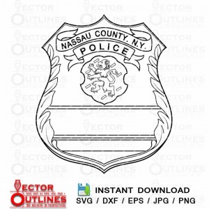 Nassau County NY Police badge vector svg dxf cnc cut file