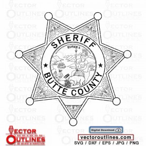 Butte county California sheriff badge svg dxf vector cnc cricut without number