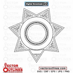 Sheriff Badge template blank vector svg dxf cricut laser vinyl cut file v2