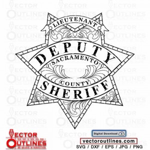 LIEUTENANT Sacramento County Sheriff badge California svg vector v2