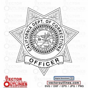 California department of corrections officer badge vector svg dxf cricut cnc laser vinyl cut wood engraving file