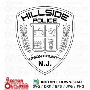 HILLSIDE Police Badge vector svg cricut cnc file Union County NJ